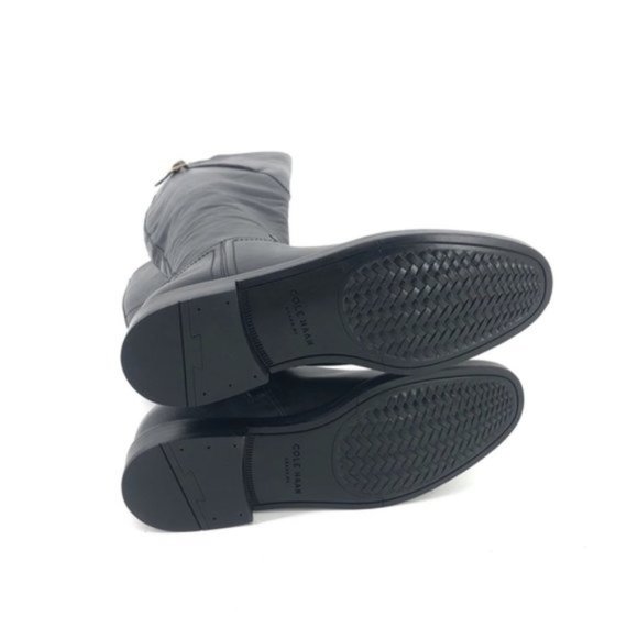 COLE HAAN HARRINGTON GRAND CUSHIONED ZIP BLACK LEATHER KNEE HIGH  BOOTS NEW - Picture 8 of 11